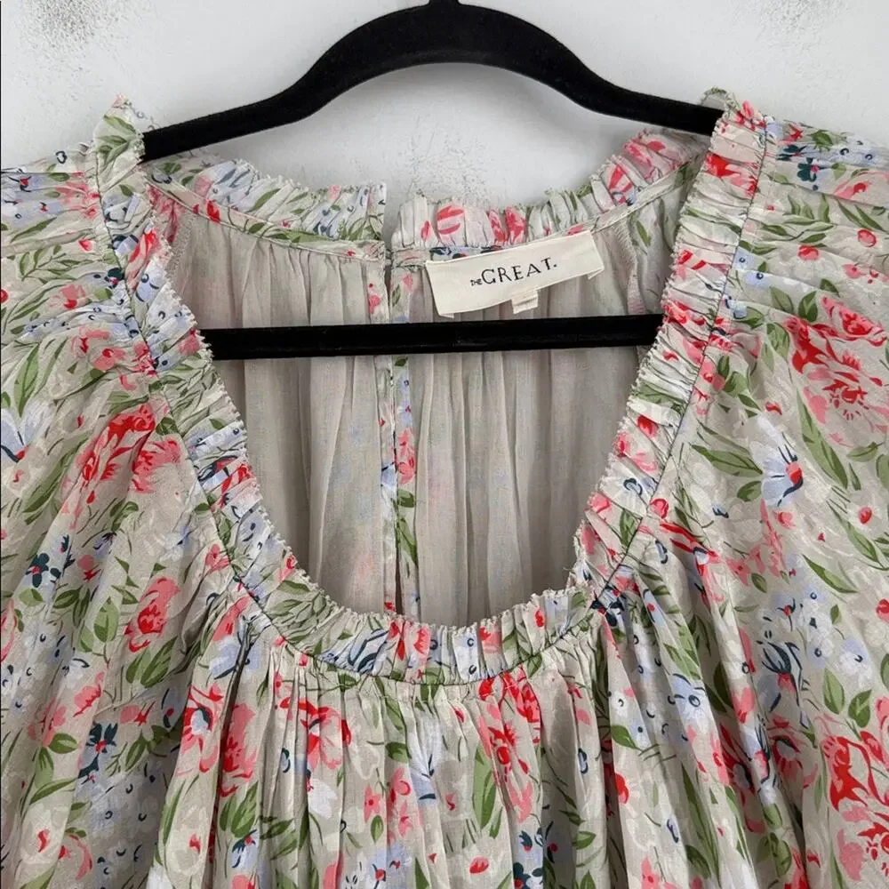 The Great floral print scoop neck balloon sleeve maxi dress sz 2 - Picture 5 of 9